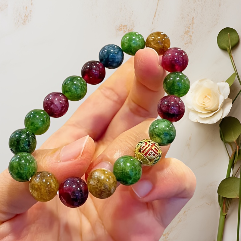 Vibrant Quartz Rock Colorful Gemstone Beads Healing Bracelet